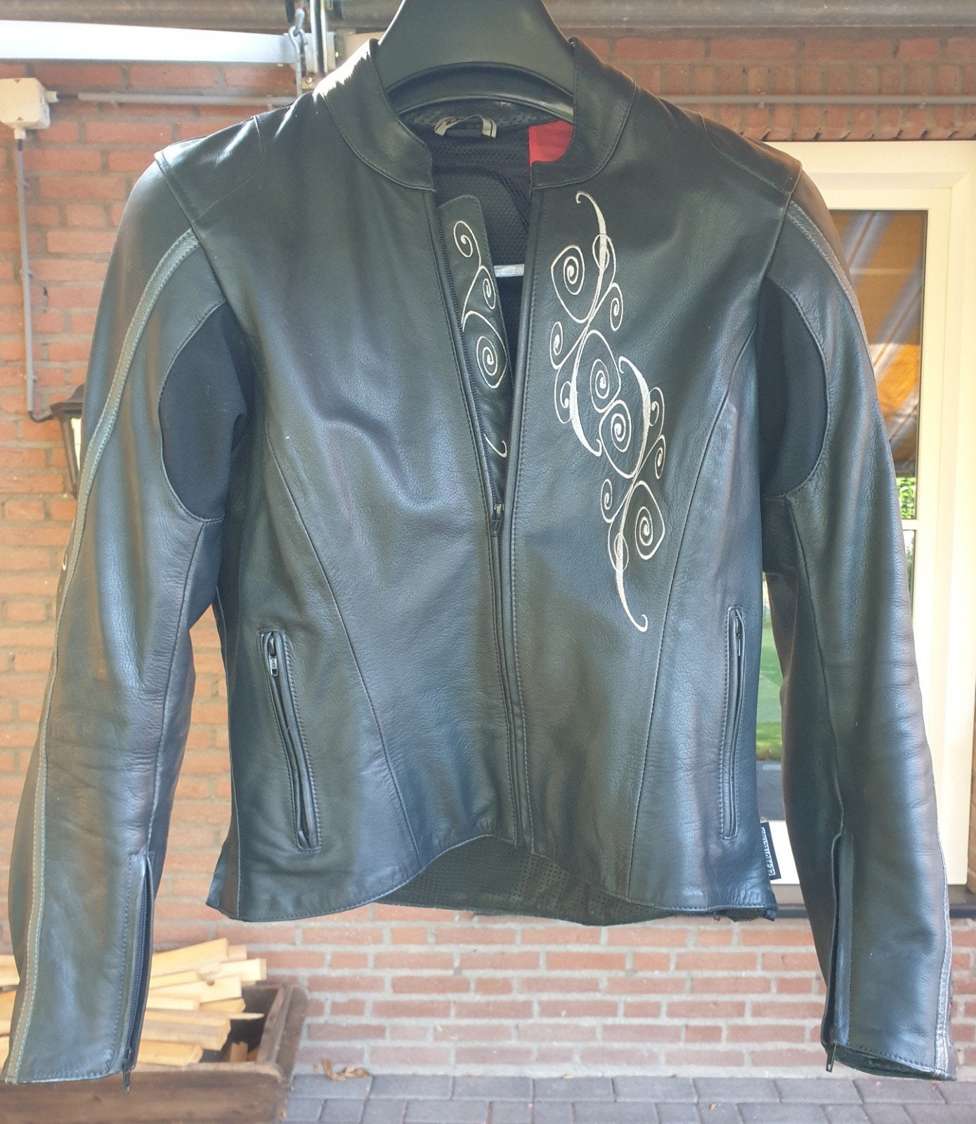2-delig lederen motorpak incl. helm., Ophalen, Tweedehands, Dames, Combipak