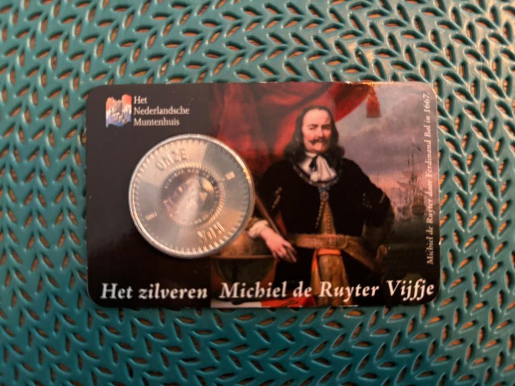 Te koop coincard 5 euro Michiel de Ruyter, Ophalen of Verzenden, Overige landen, 5 euro, Zilver