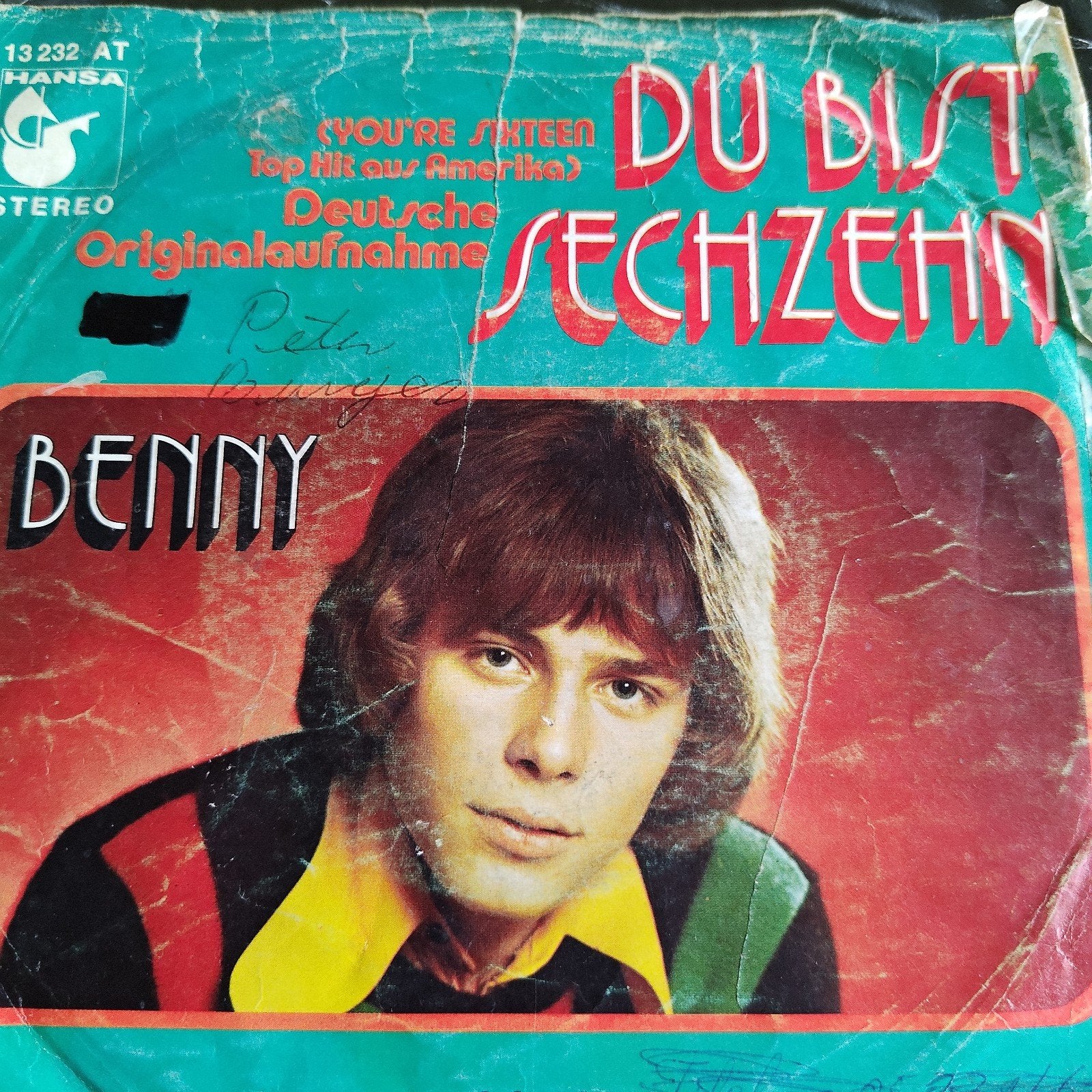 Benny - Du Bist Sechzehn (You're Sixteen) Single, Cd's en Dvd's, Ophalen of Verzenden, Gebruikt, 7 inch