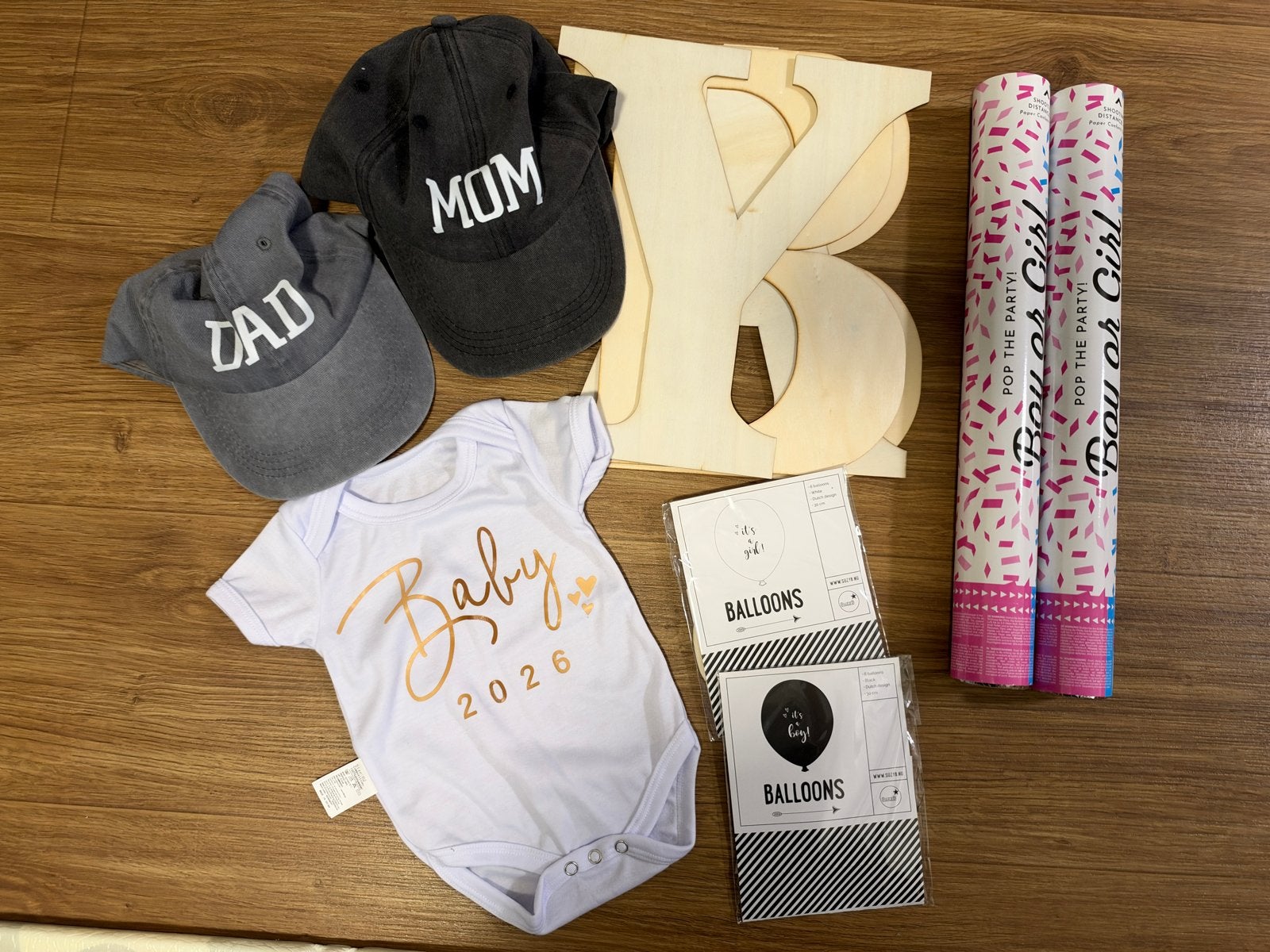 Gender Reveal Feestpakket - Baby 2026, Ophalen of Verzenden, Zo goed als nieuw, Kraamcadeau