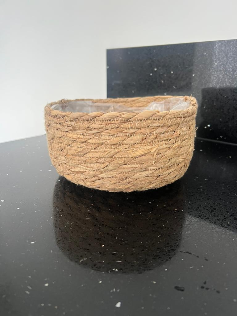 Nieuw Rieten bloempot - naturel -, Ophalen of Verzenden, Nieuw, Rond, Riet