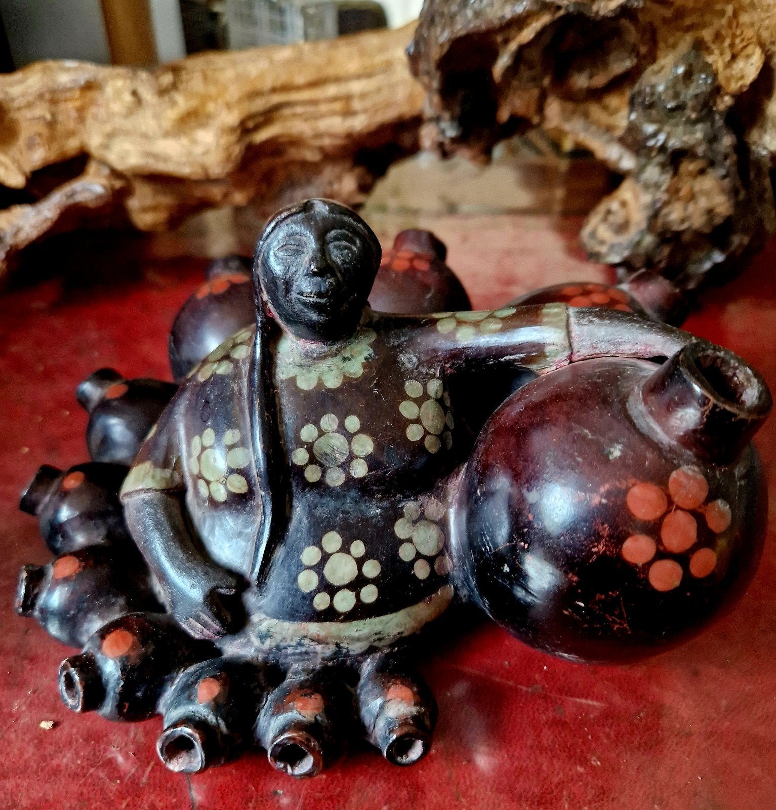 Vintage Chulucanas Peru Folk Art Aardewerk Beeldje, Overige onderwerpen, Minder dan 20 cm, Handgemaakt, Ophalen of Verzenden