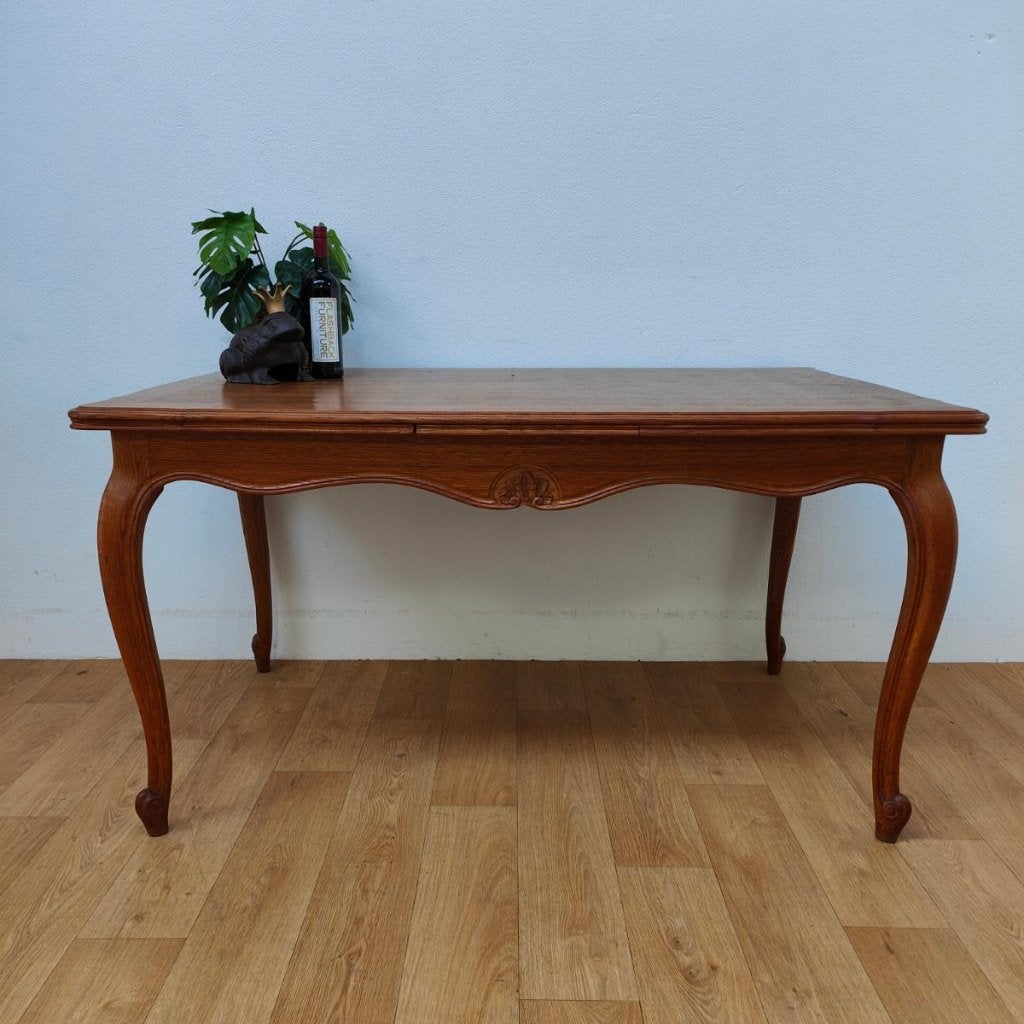 Vintage landelijke eettafel eetkamertafel uitschuifbaar 601, Valkenswaard, Gebruikt, Info@flashbackfurniture.nl, Eikenhout
