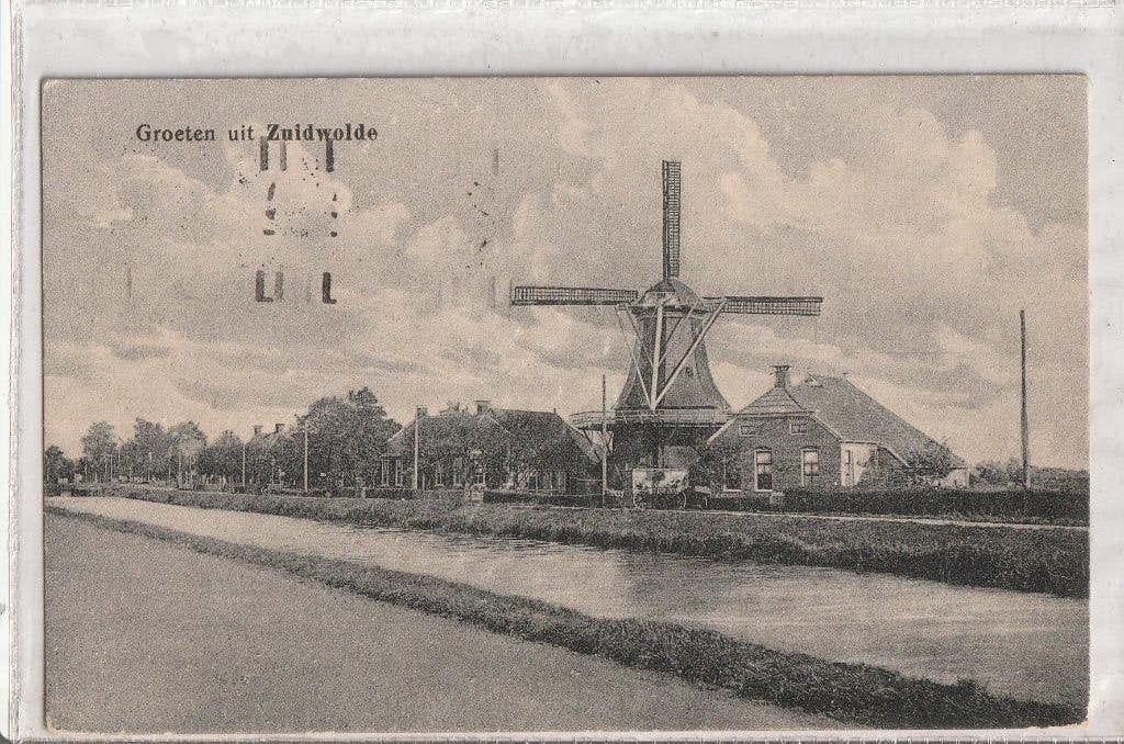 Groeten uit Zuidwolde met molen, Verzenden, Voor 1920, Gelopen, Groningen