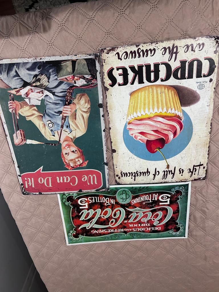 Vintage Reclameborden: Coca-Cola, Cupcakes, We Can Do It, Ophalen of Verzenden, Gebruikt, Reclamebord