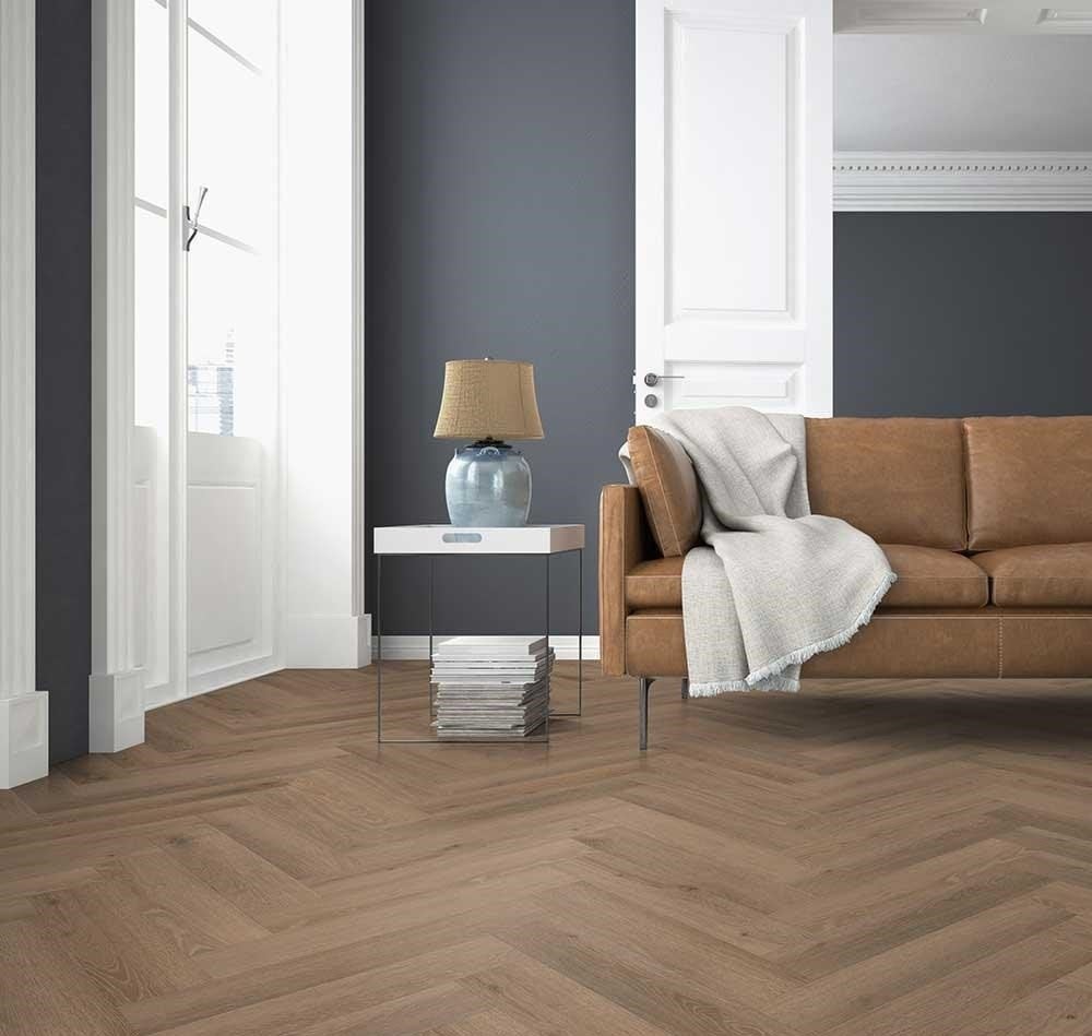 Visgraat Pvc click Natural Oak met integreerde ondervloer, Bruin, 75 m² of meer, Ophalen of Verzenden, Laminaat