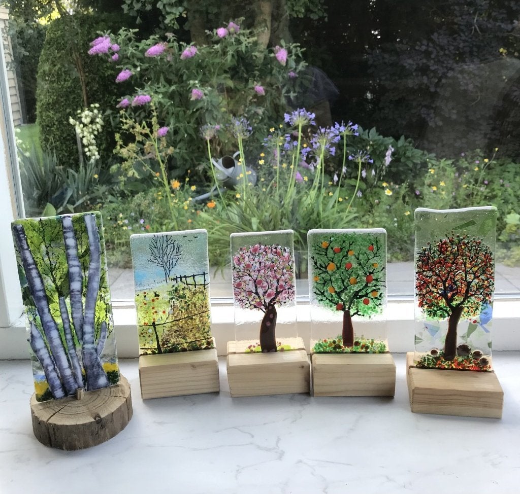 Herfst boom glasfusing egel glasobject hout berk bloem stam, Ophalen of Verzenden, Nieuw