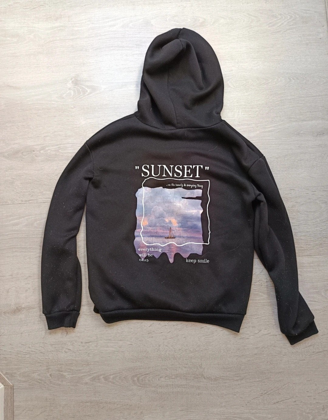 Mooie Shein trui met print, maat S, Kleding | Dames, Truien en Vesten, Zwart, Ophalen of Verzenden, Zo goed als nieuw, Maat 36 (S)