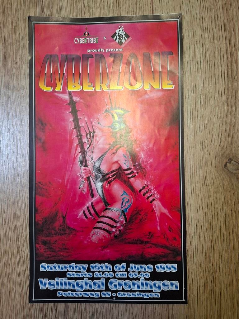 Cyberzone poster uit 1995. Hardcore Flyer, Ophalen of Verzenden, A1 t/m A3, Rechthoekig Staand, Muziek