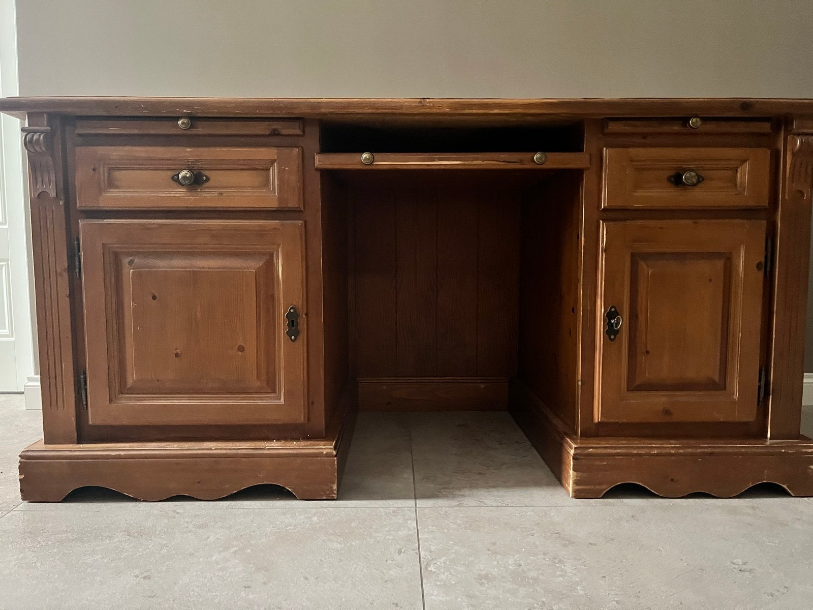 Bureau thuiswerkplek 155x68x75, Huis en Inrichting, Bureaus, Ophalen, Gebruikt, Computerbureau, Hout
