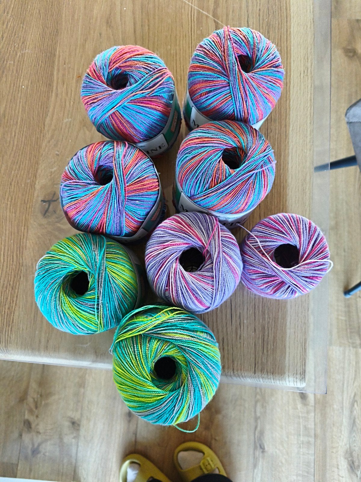 Garen Mixed Fine - Diverse kleuren (8 bollen), Hobby en Vrije tijd, Ophalen of Verzenden, Zo goed als nieuw, Breien of Haken, Wol of Garen