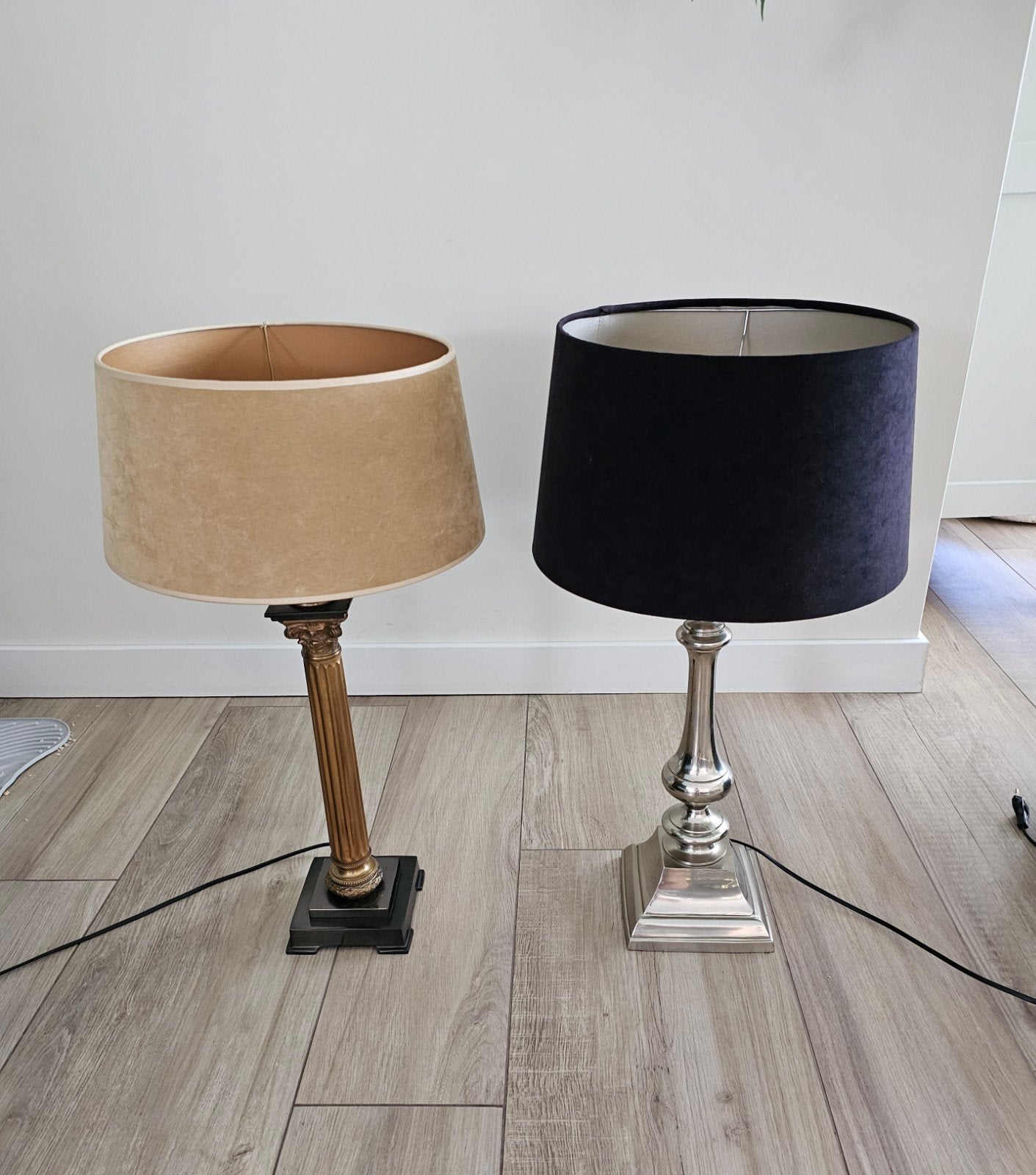 Set van 2 tafellampen 65 cm hoog, Met schakelaar, Gebruikt, Textiel, Ophalen