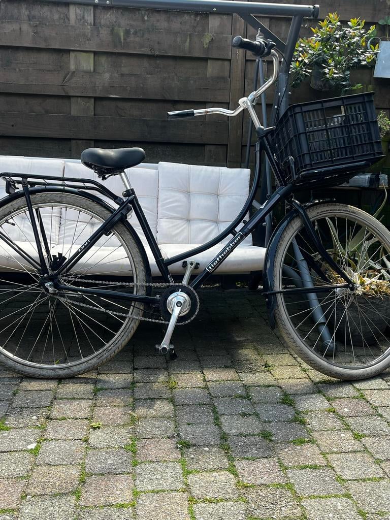 Zwarte transportfiets dames, Fietsen en Brommers, Fietsen | Dames | Omafietsen, Ophalen, Terugtraprem, Versnellingen, 53 tot 56 cm