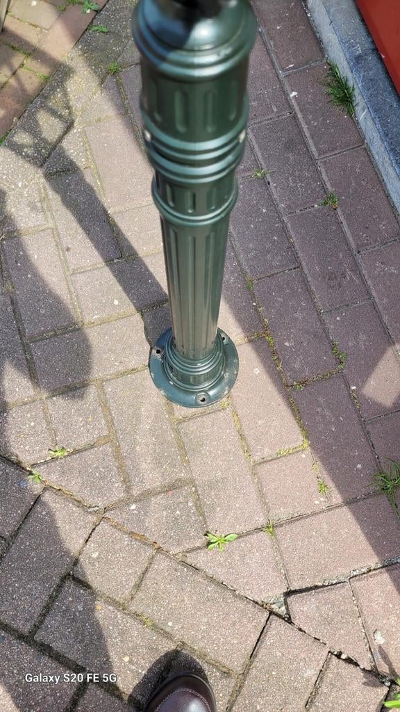 Klassieke buitenlamp - Groen met grondpin, Gebruikt, Minder dan 50 watt, Ophalen of Verzenden, Netvoeding
