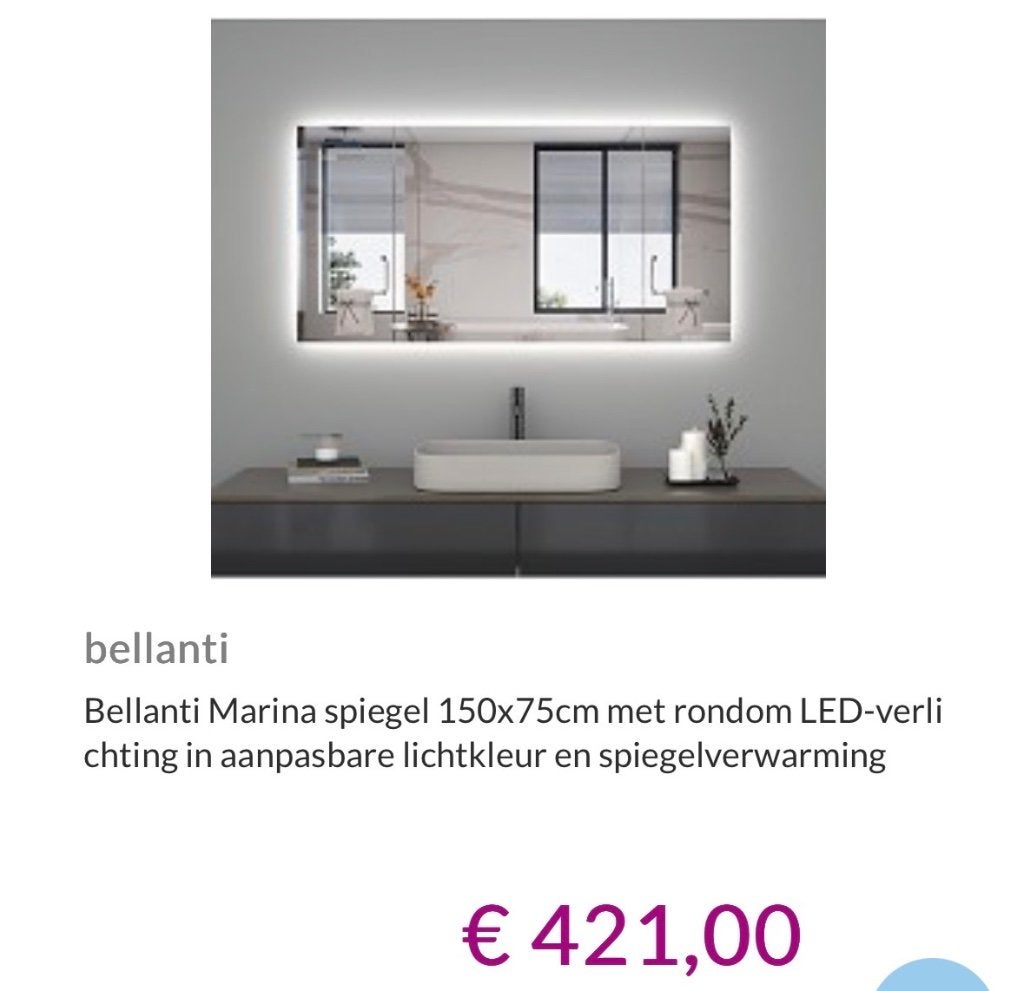 Bellanti Marina badkamerspiegel 150x75, Ophalen, Nieuw, 125 cm of meer, Minder dan 100 cm