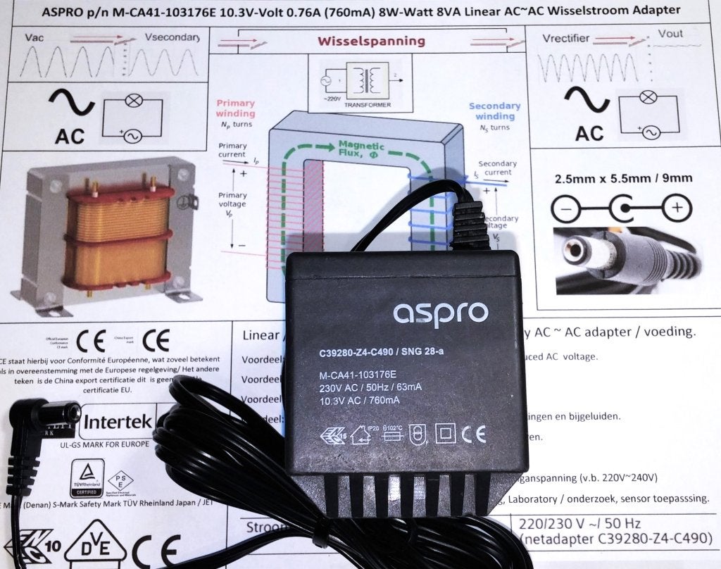 ASPRO C39280-Z4-C490 SNG28-A 10.3V 716mA AC AC Adapter Lader, Ophalen of Verzenden, Zo goed als nieuw, 1 handset