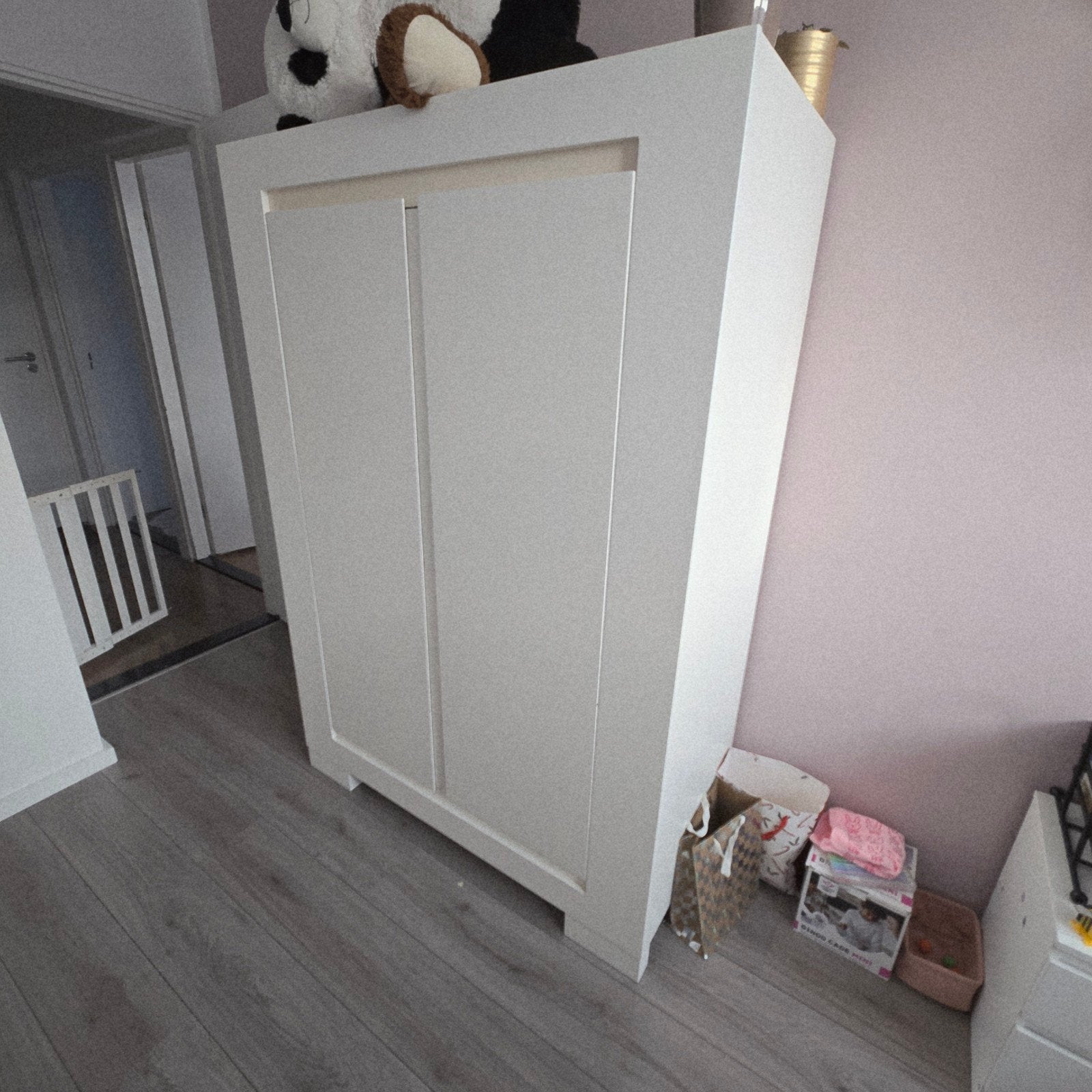 Witte ladekast en kledingkast set, Gebruikt, 100 tot 150 cm, Functioneel, 150 tot 200 cm