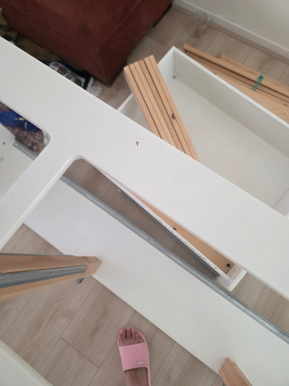 Wit bedbank met lades - IKEA Hemnes, Gebruikt, Eenpersoons, Wit, Ophalen of Verzenden