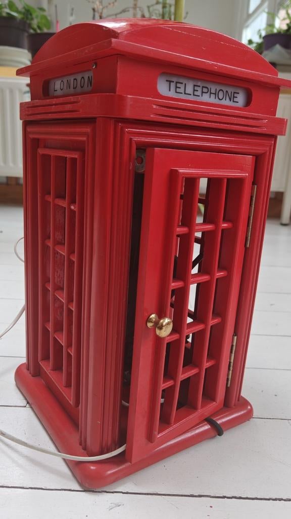 Decoratieve mooie rode telefooncel hout 40 cm telefoon, Ophalen of Verzenden