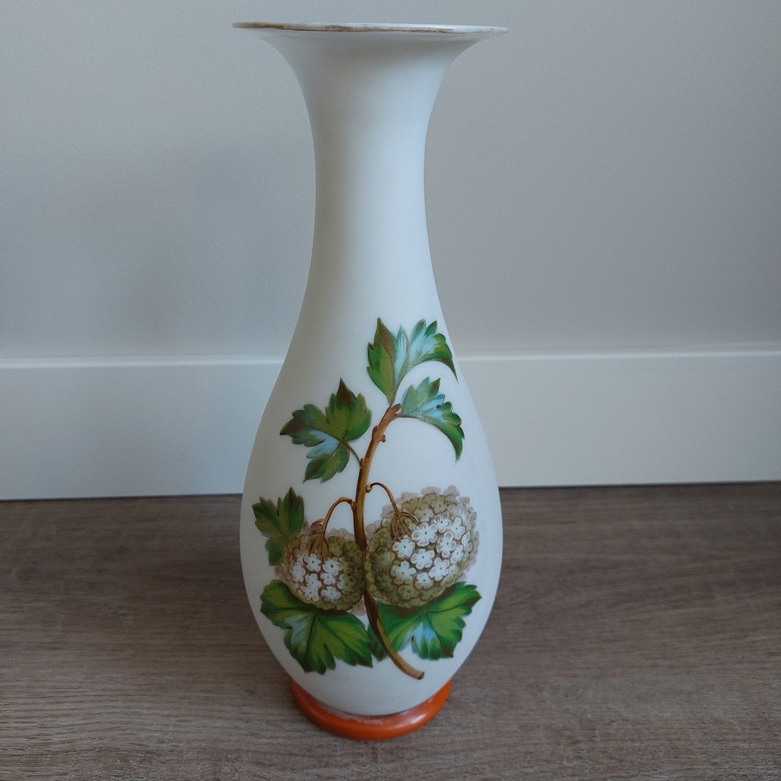 Vintage opaline vaas met bloemmotief, Antiek en Kunst, Ophalen of Verzenden