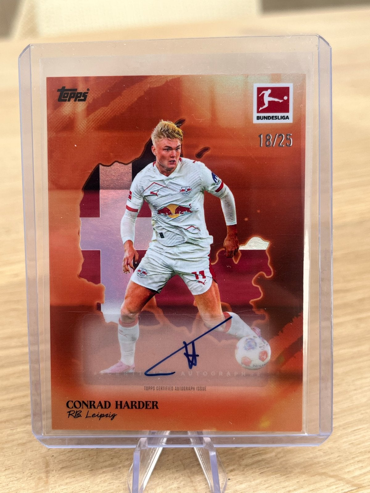 Conrad Harder RB Leipzig /25Topps Bundesliga Autograph Kaart, Ophalen, Zo goed als nieuw, Buitenlandse clubs, Spelerskaart