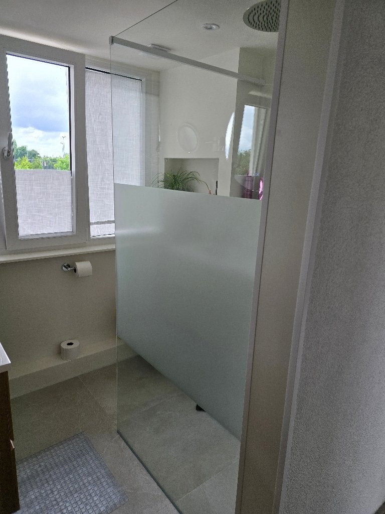 Douchewand glas met matte strook 96 x 200, Ophalen, 200 cm of meer, Overige typen, Nieuw