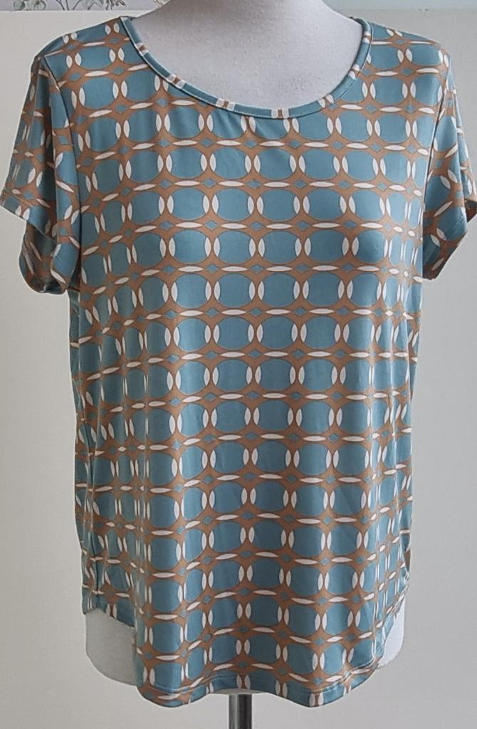 FOS Amsterdam blauw/beige shirt mt. S, Blauw, FOS Amsterdam, Ophalen of Verzenden, Zo goed als nieuw