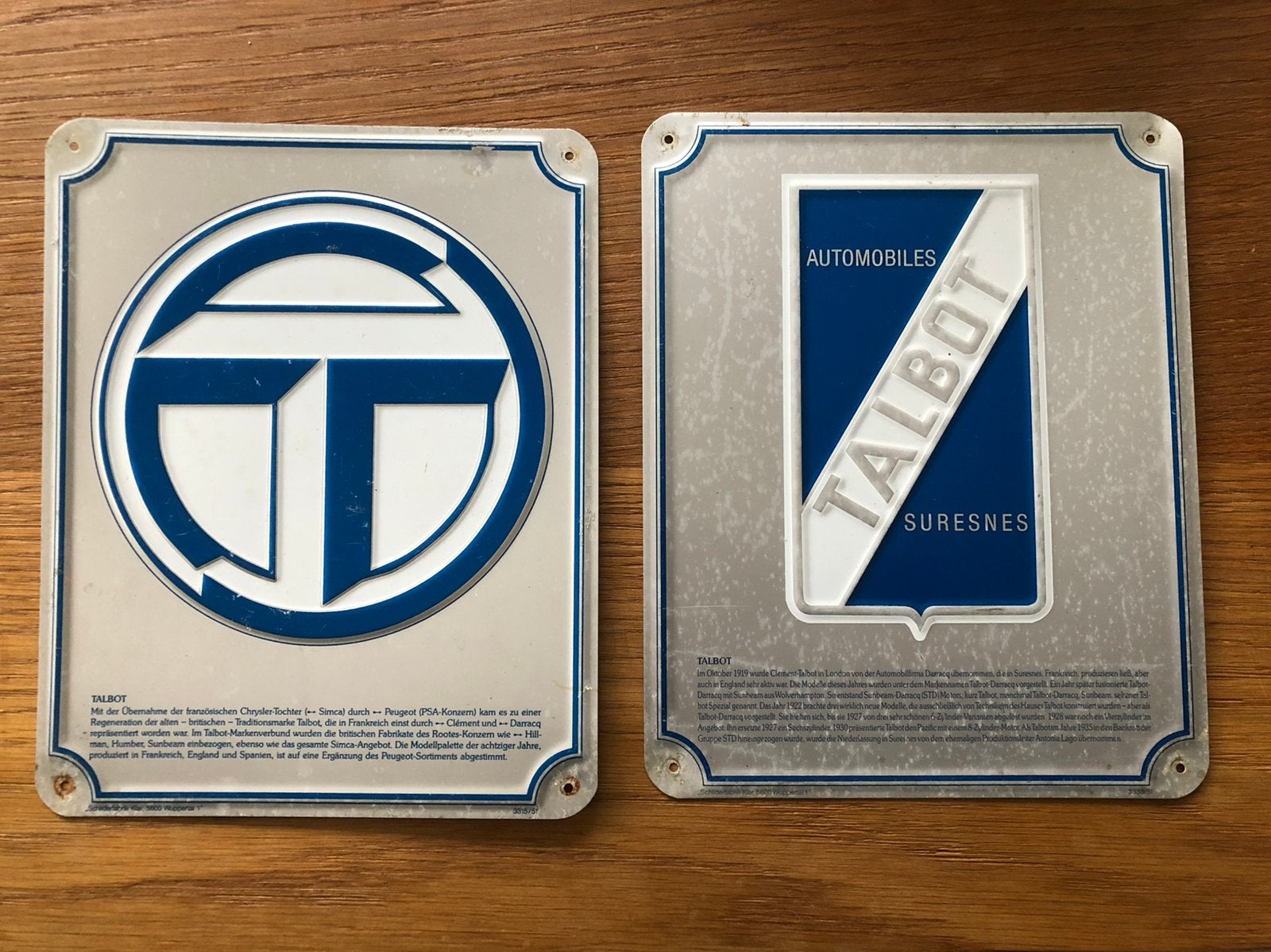 2 x vintage reclamebord talbot geen emaille bord, Verzamelen, Ophalen of Verzenden, Gebruikt, Auto's