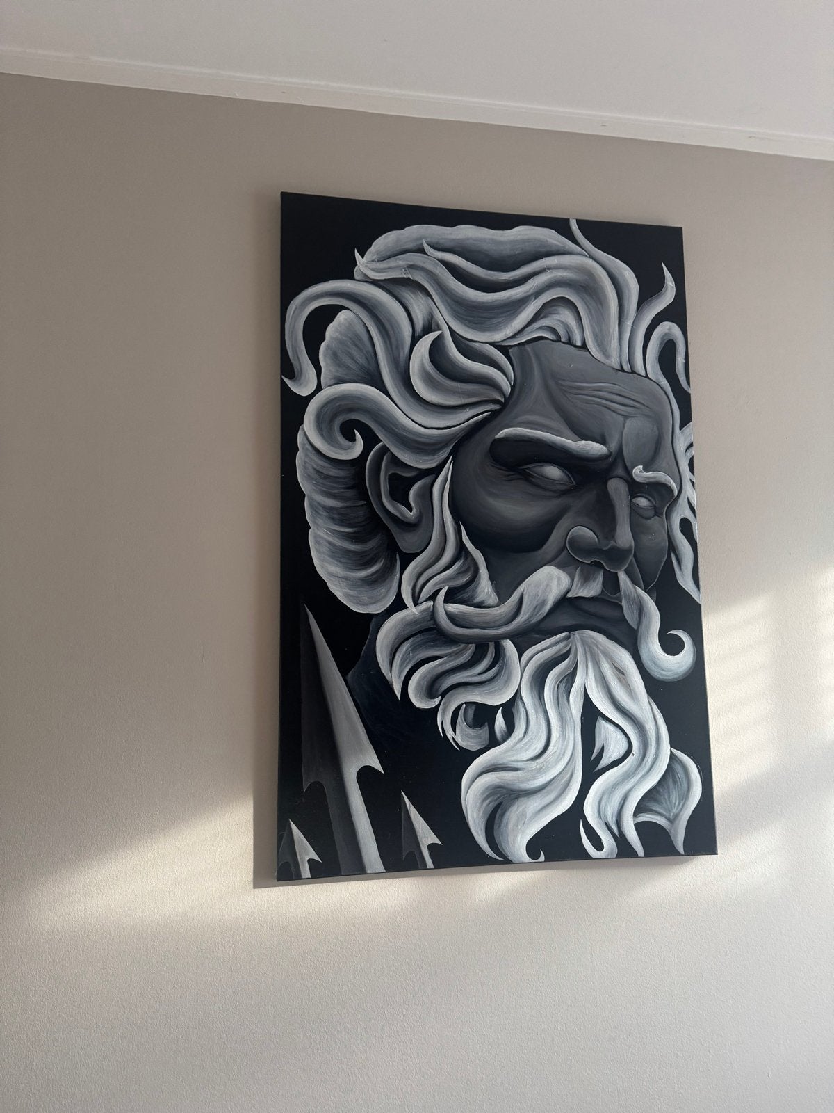 Groot Poseidon Schilderij - Acryl op doek met vernis, Ophalen, Nieuw
