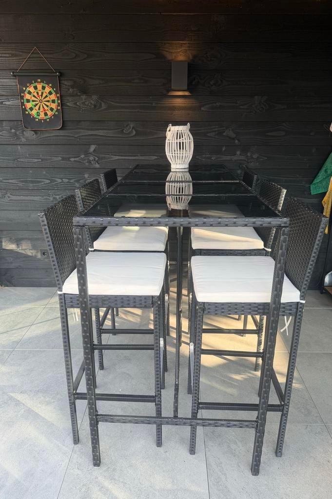 Tuinset, bar model, 7-delig, tafel met 6 stoelen, antraciet, Tuin en Terras, Tuinsets en Loungesets, Ophalen, Overige materialen