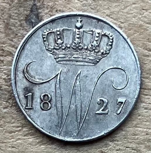 hele mooie 5 cent Willem I 1827 Utrecht, Ophalen, Zilver, Koning Willem I, Losse munt