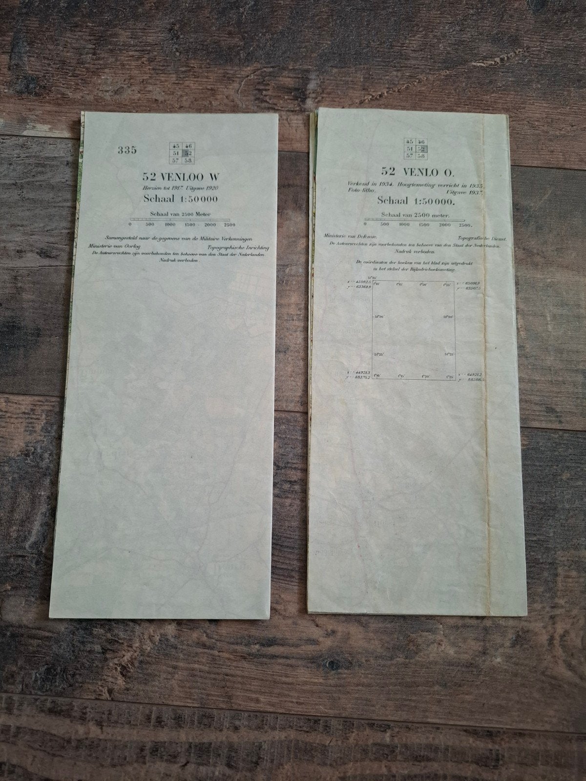 2 Stafkaarten Venlo uit 1920, Boeken, Ophalen of Verzenden, 1800 tot 2000, Nederland, Landkaart