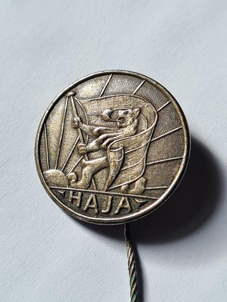 Speldje Bevrijdingsmars HAJA 1959, Ophalen of Verzenden, Landmacht, Nederland, Embleem of Badge