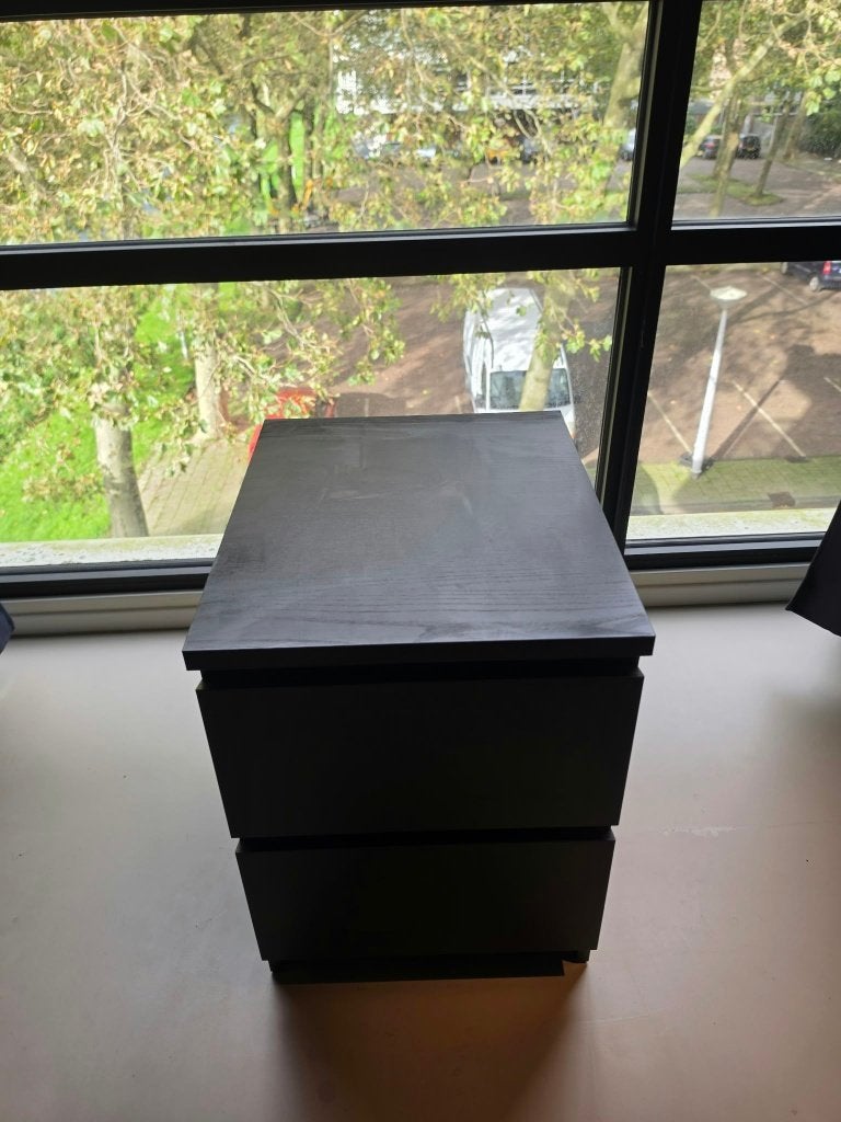 IKEA MALM ladekast met 2 lades – zwartbruin, Minder dan 50 cm, Gebruikt, 1 of 2 laden, Ophalen of Verzenden
