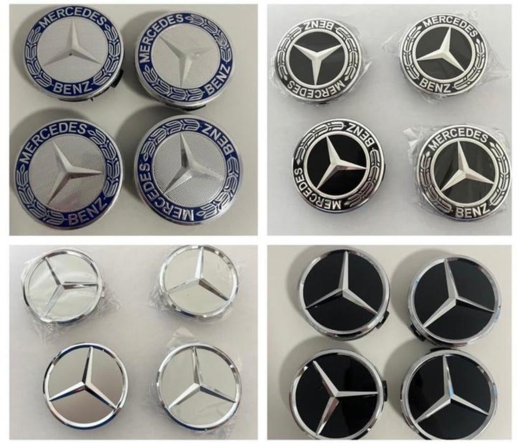 Mercedes Benz wiel naafdoppen naafkap wieldop velgkap 75mm, Auto diversen, Wieldoppen, Nieuw, Ophalen of Verzenden