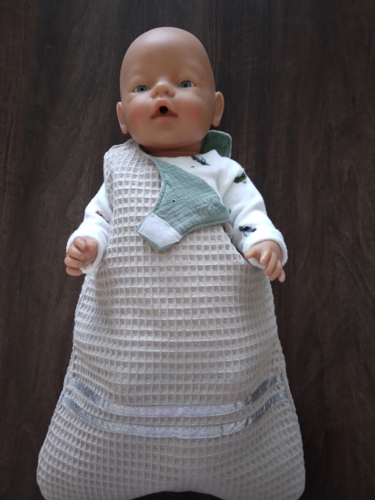Badstof pyjama en wafelstof slaapzak voor Baby Born, Ophalen of Verzenden, Nieuw, Babypop