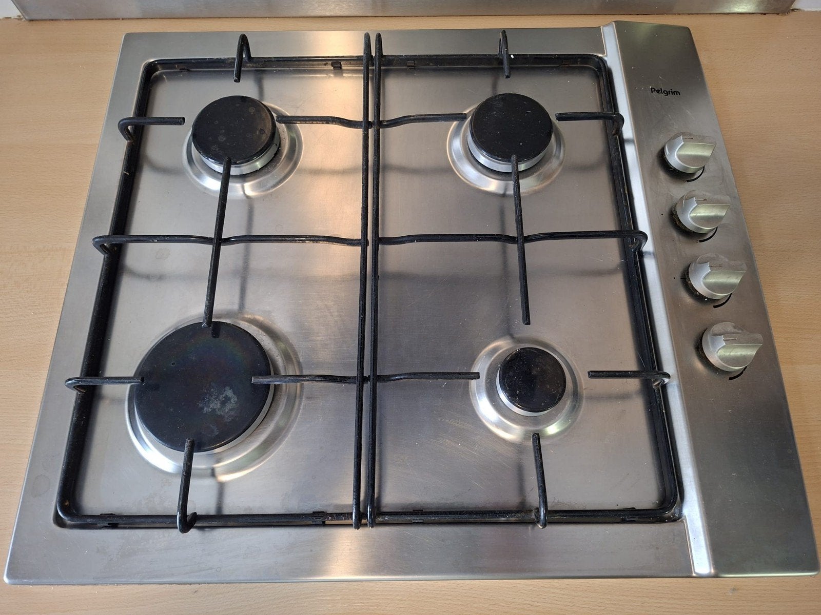 Pelgrim RVS Inbouw Gasfornuis 4 Kookzones, Ophalen, Gebruikt, 4 kookzones, Inbouw