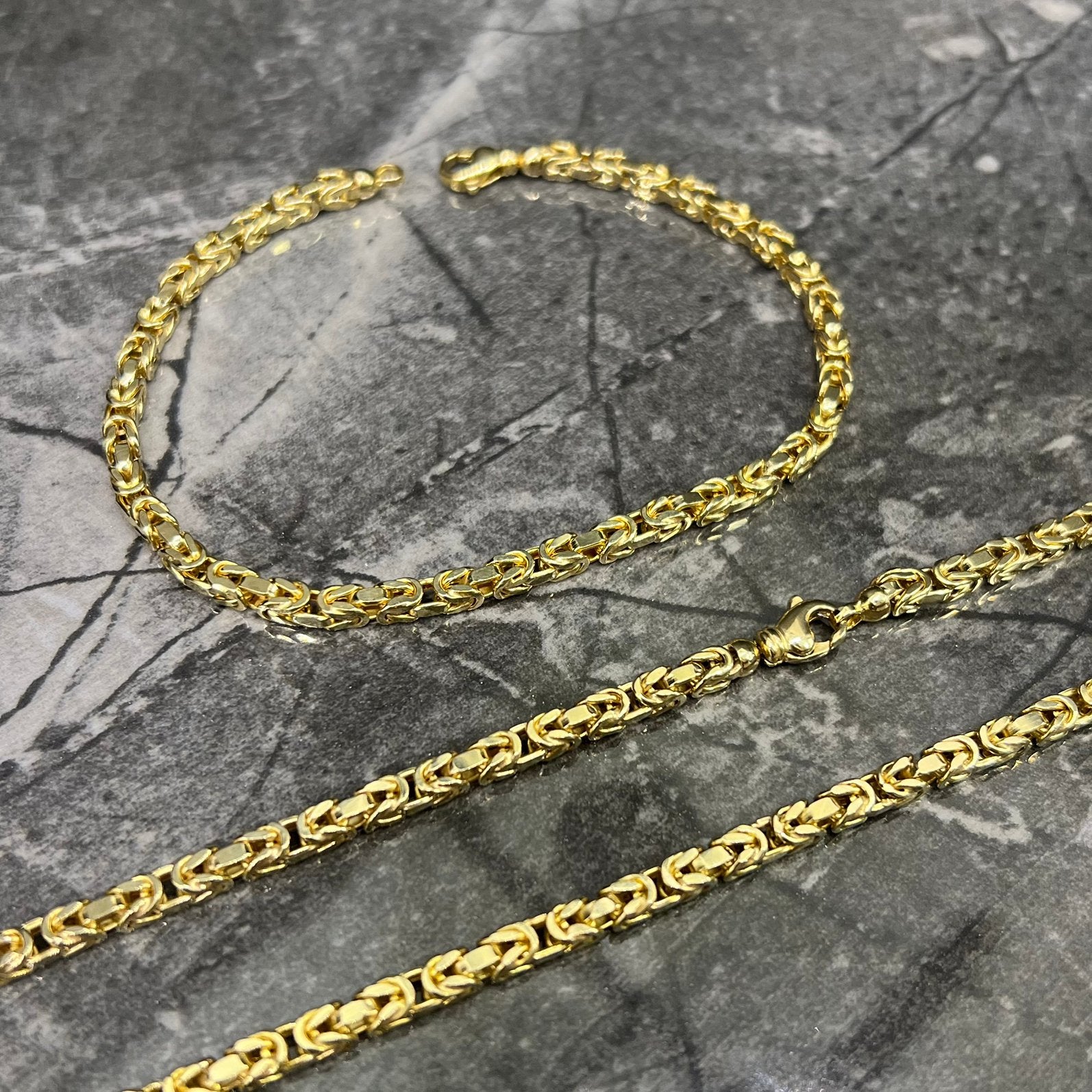 14 karaat gouden koningsketting met armband koningsarmband, Sieraden, Tassen en Uiterlijk, Kettingen, Ophalen of Verzenden, Nieuw