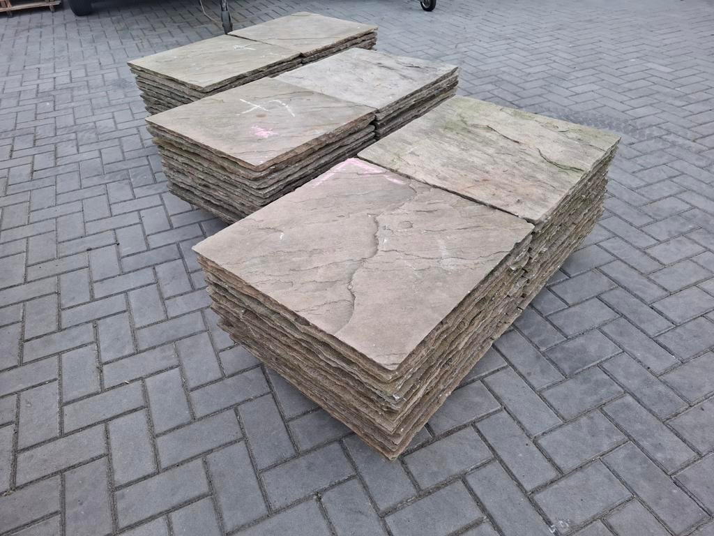 22m² Leisteen 60x60 tegels op pallets, Gebruikt, Ophalen of Verzenden, Terrastegels, Natuursteen