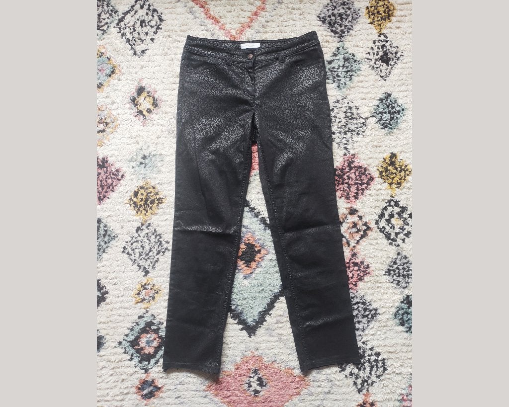 Slim fit broek metallic panterprint van Gerry Weber, maat M, Maat 38/40 (M), Zwart, Ophalen of Verzenden, Zo goed als nieuw