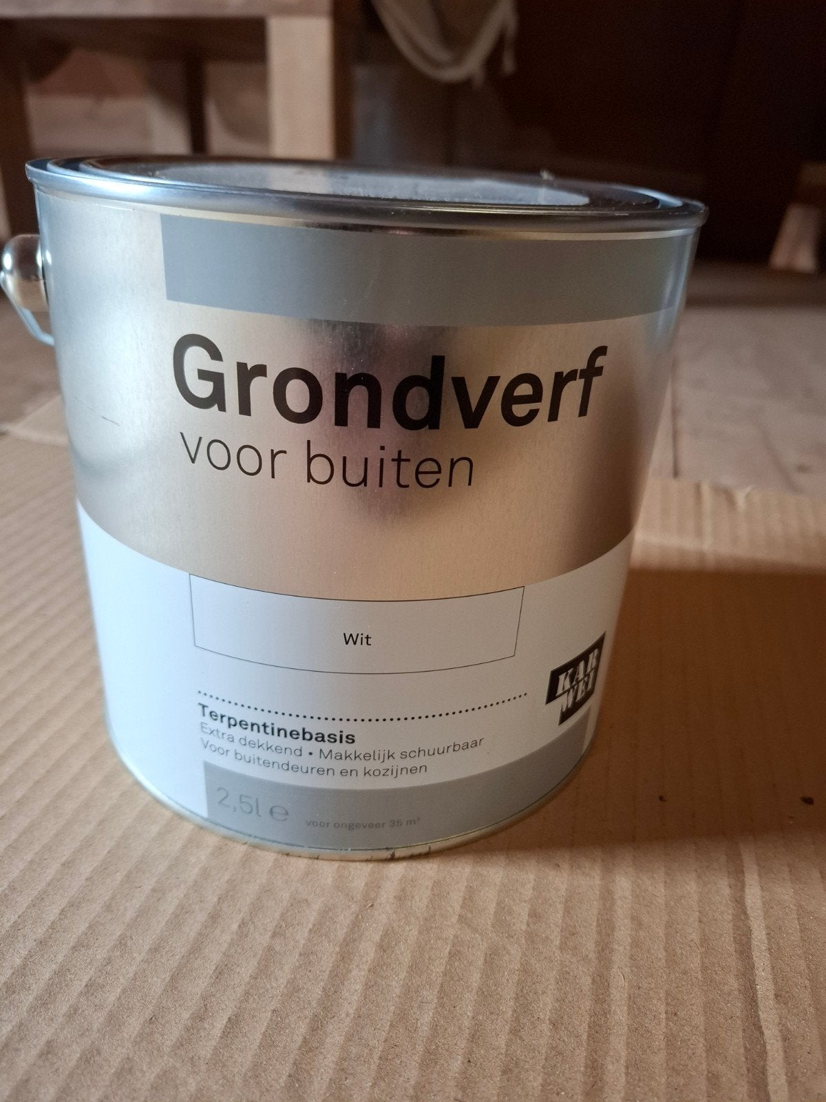 grondverf nieuw  2.5 ltr blikken, Wit, Nieuw, Ophalen of Verzenden, Verf