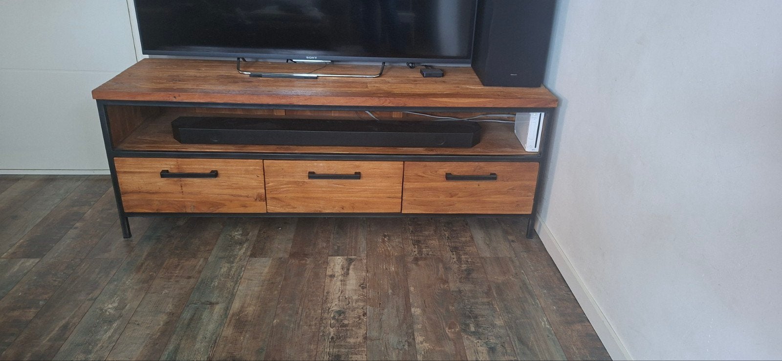 TV-meubel Romaro (Pronto) - Industrieel Hout & Metaal, Gebruikt, 100 tot 150 cm, Minder dan 100 cm, Industrieel