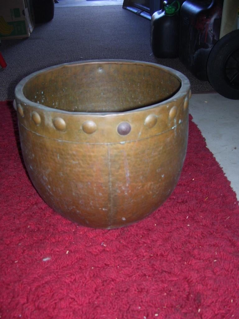 KOPEREN BLOEMPOT, 25 tot 40 cm, Overige materialen, Rond, Ophalen of Verzenden