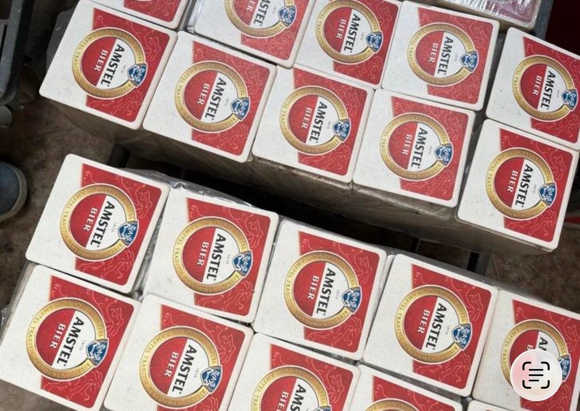 Tray met 10 rollen Amstel viltjes - Nieuw, Ophalen of Verzenden, Nieuw