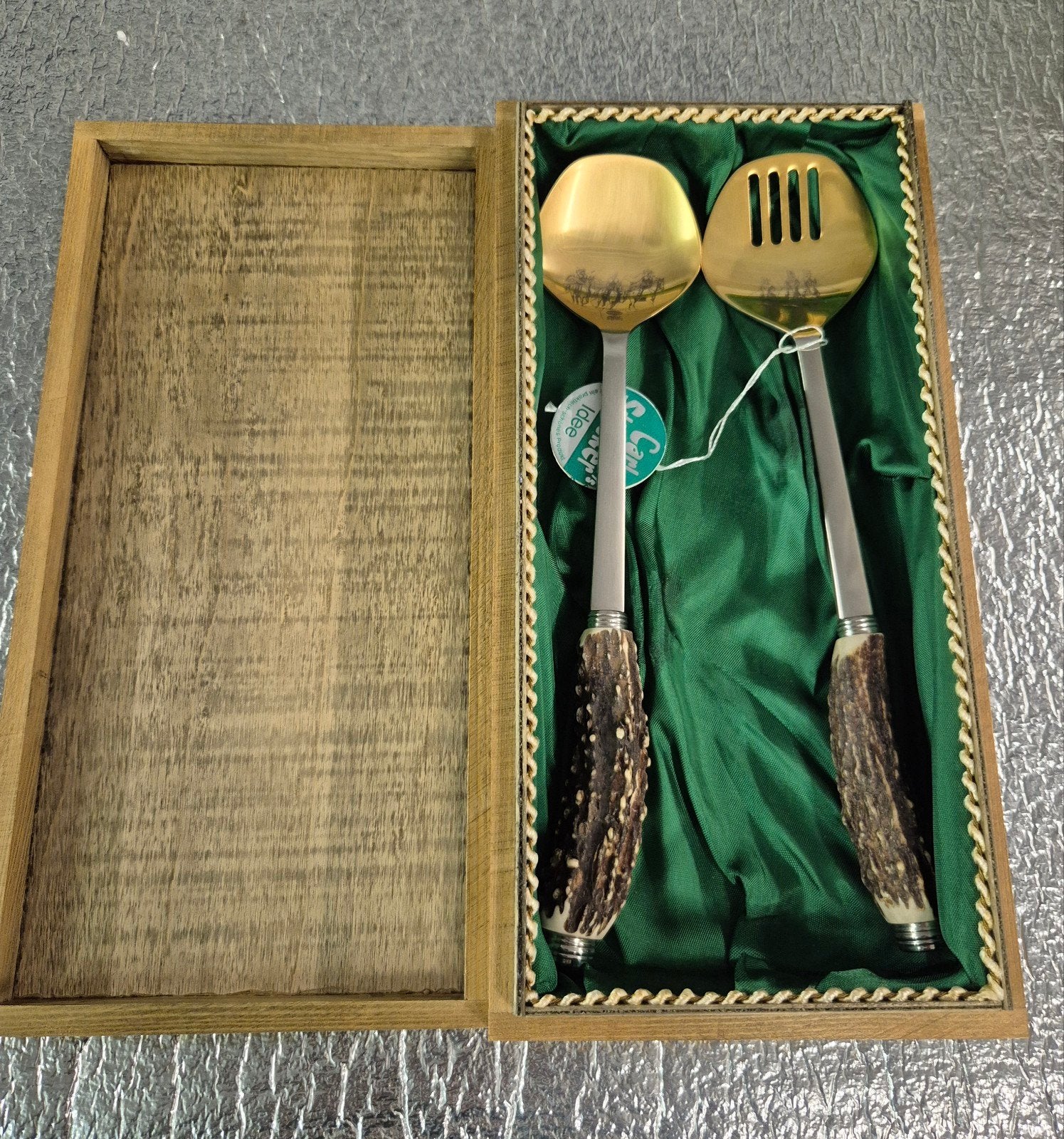 Vintage Carl Stöcker's Idee saladebestek met hertshoorn, Ophalen of Verzenden
