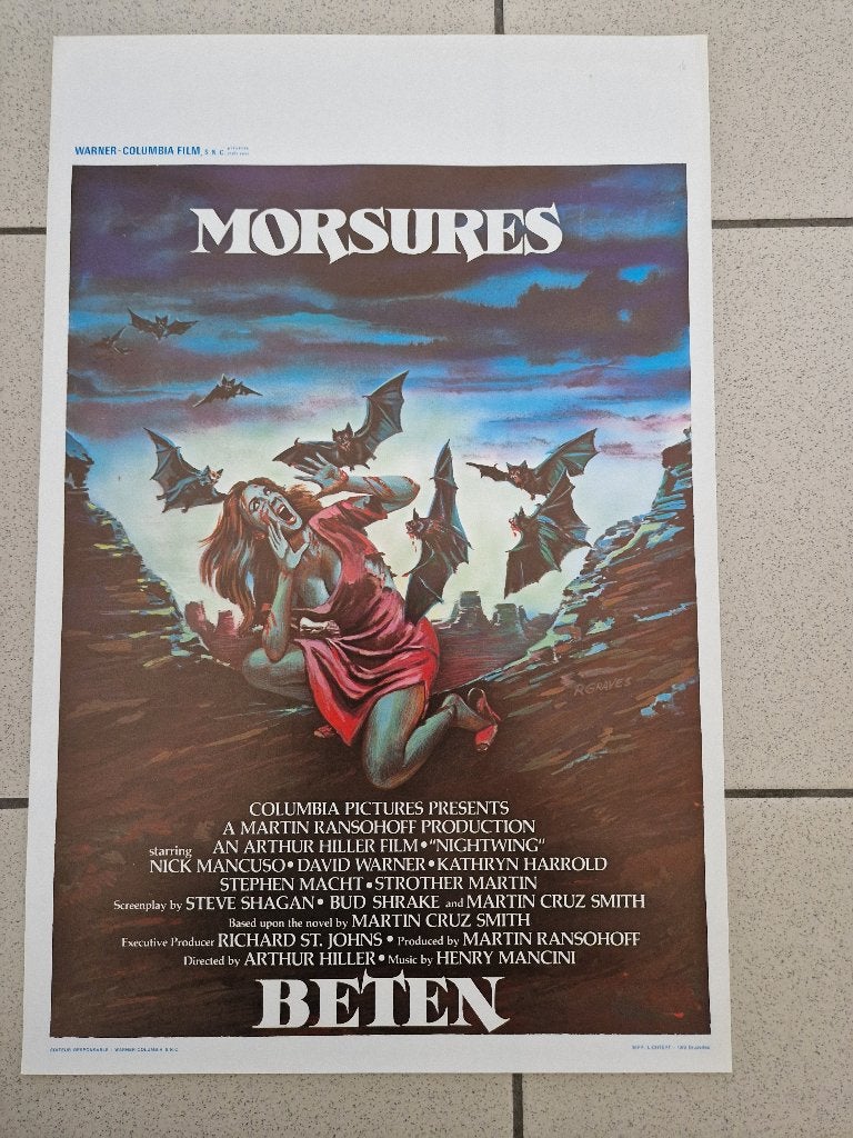 filmaffiche Nightwing 1979 filmposter, Rechthoekig Staand, Ophalen of Verzenden, Zo goed als nieuw, A1 t/m A3