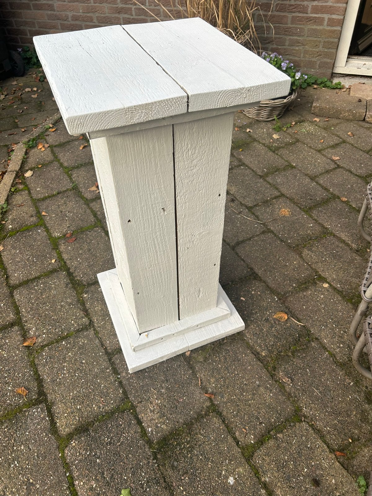 Witte Steigerhout Pilaar - 80cm Hoog, 40x40cm, Huis en Inrichting, Ophalen of Verzenden, Zo goed als nieuw