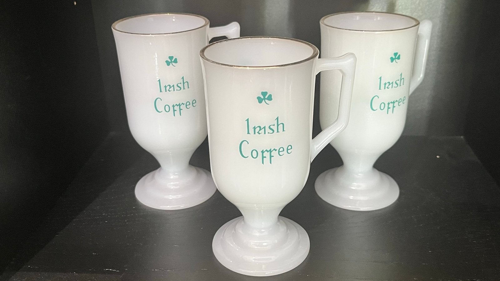 Vintage Set van 3 Melkglas Irish Coffee Glazen, Ophalen of Verzenden