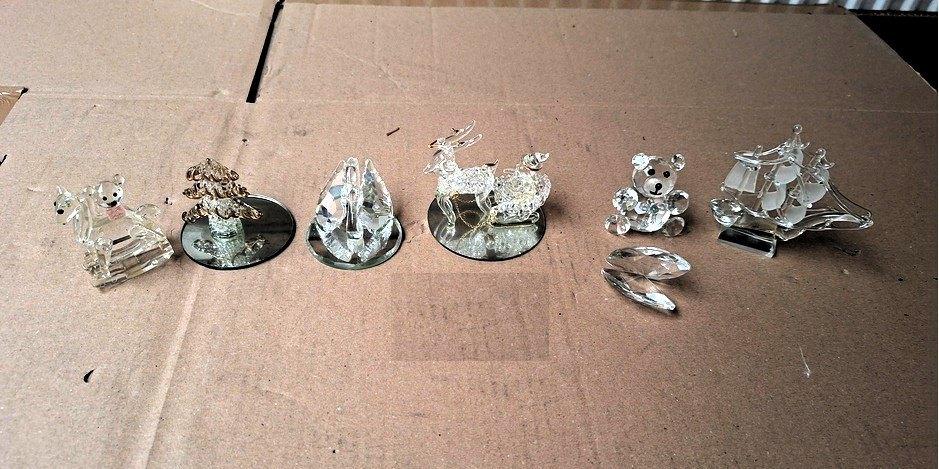 7 Beeldjes in kristal, Antiek en Kunst, Antiek | Glas en Kristal, Ophalen of Verzenden