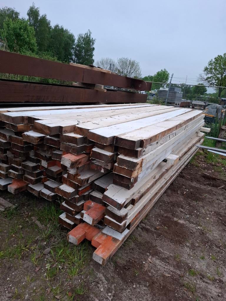 Gording balken balk hout gordingen balkhout, Ophalen of Verzenden, Balk, Vuren, 50 mm of meer